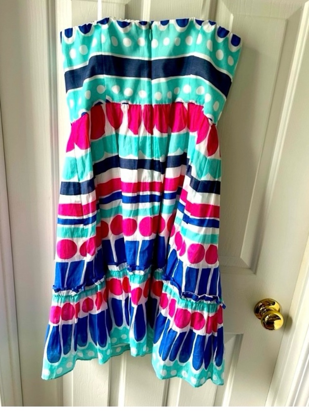 Vineyard Vines Blue, Pink & White Strapless Dress - Picture 3 of 4